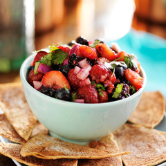 berry salsa with sweet tortilla chips