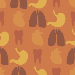 Seamless background with organs of the human body