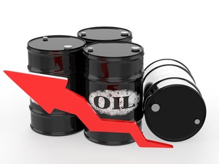 Oil Barrels with Red Arrow Up.