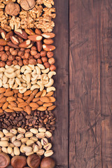 Nuts background at left side