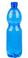 Naklejka premium A blue bottle of mineral water on a white background