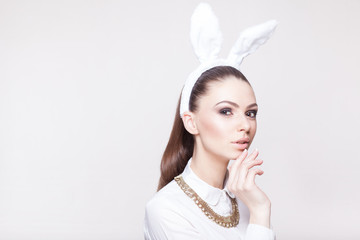 Beautiful model with rabbit ears