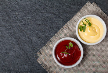 ketchup and mayonnaise - two kinds of sauces