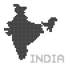 Fototapeta na wymiar インドのドット地図(黒)