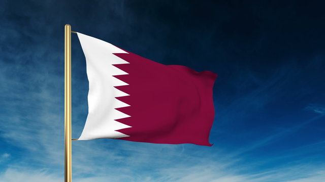 Qatar flag slider style. Waving in the win with cloud background