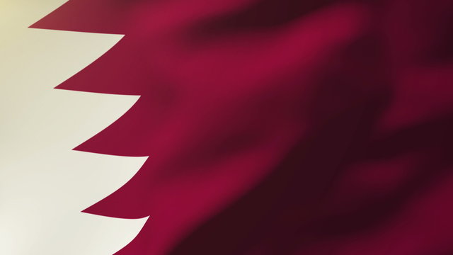 Qatar flag waving in the wind. Looping sun rises style