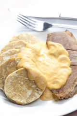 fake pork tenderloin with dumplings