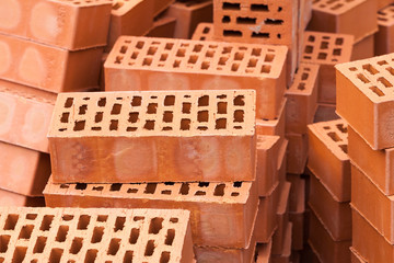 Red Construction Bricks Stones Pile