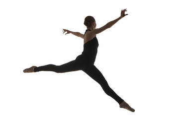 Fototapeta na wymiar young modern ballet dancer isolated on white background