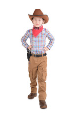 preschool age cowboy with a gun