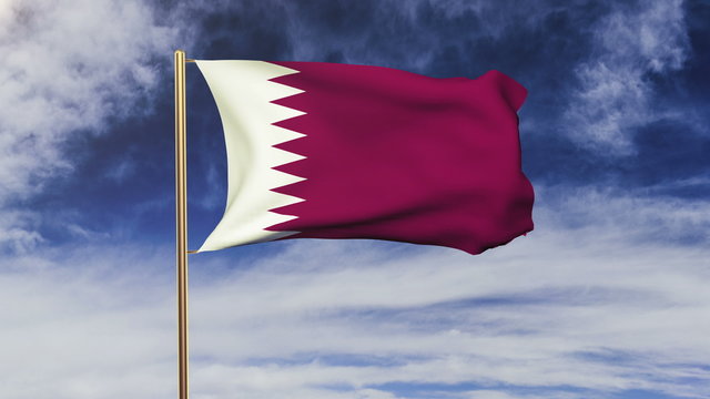 Qatar flag waving in the wind. Green screen, alpha matte