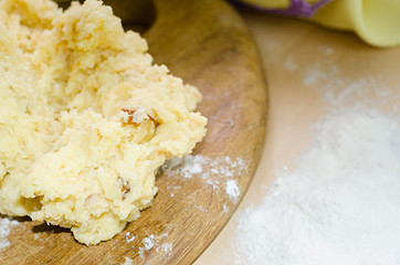 dough on a wooden board