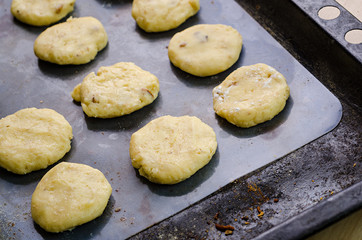 biscuits on a baking sheet metal