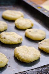 biscuits on a baking sheet metal