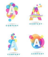 Letter A colored logo set
