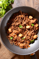 Japan saba noodles with chicken and vegetables