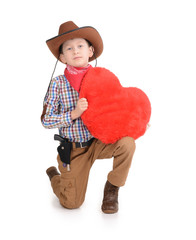 child Cowboy with red heart