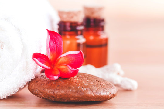Stones with frangipani flower. -  Concept for spa and meditatio