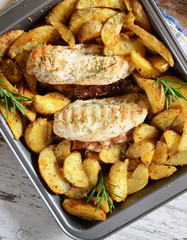 Chicken loins stuffed with bacon and gorgonzola