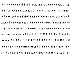 Big collection of people silhouettes, vector