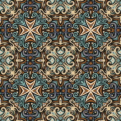 Abstract Colorful Damask Seamless Vector Background