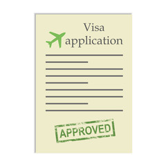 Visa application with approved stamp