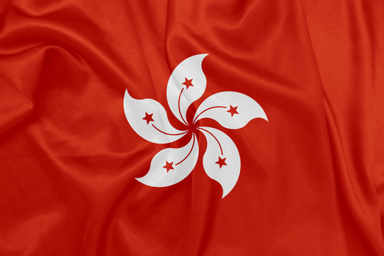 Hong Kong - Waving national flag on silk texture