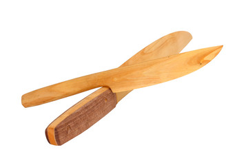 The Wooden Table Knife on the white background