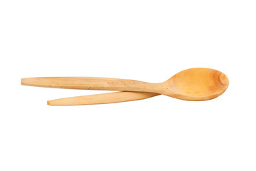 The wood spoon on the white background for healthy