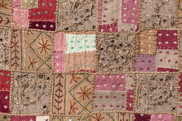 Asian patchwork carpet in Leh, Ladakh, India