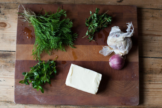 Homemade garlic - herb butter