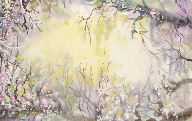 Naklejka na ściany i meble Abstract blurred floral background