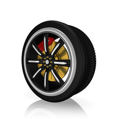 Obraz premium 3d tire and alloy wheel ,on white background