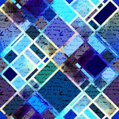 Blue geometric manuscript pattern