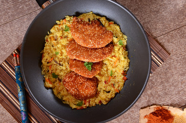 Chcicken loins with curry rice