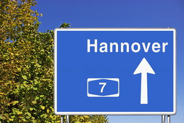 Schild A7 Richtung Hannover