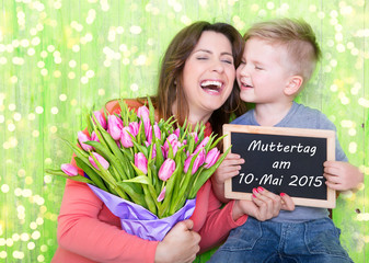 Muttertag 2015 Tafel Mama mit Kind
