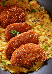 Chcicken loins with curry rice