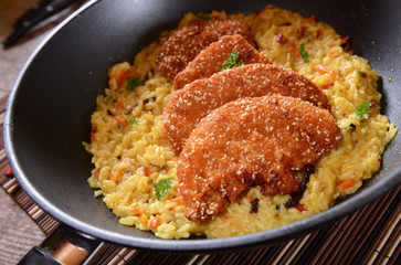 Chcicken loins with curry rice
