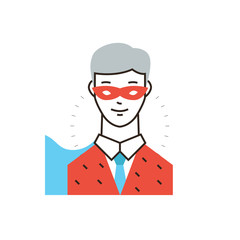 Businessman superhero flat line icon concept