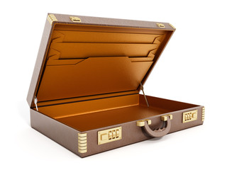 Open vintage briefcase