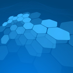 Abstract blue background hexagon. Vector