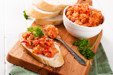 Open sandwiche with eggplant salad