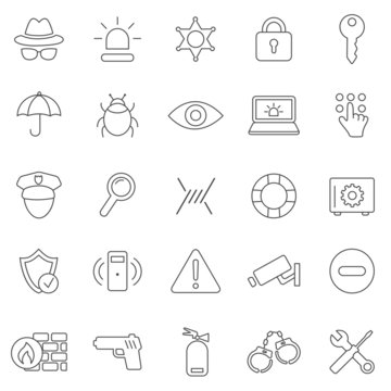 Security line icons set.Vector