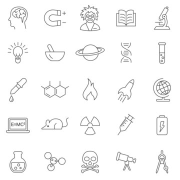 Science line icons set.Vector