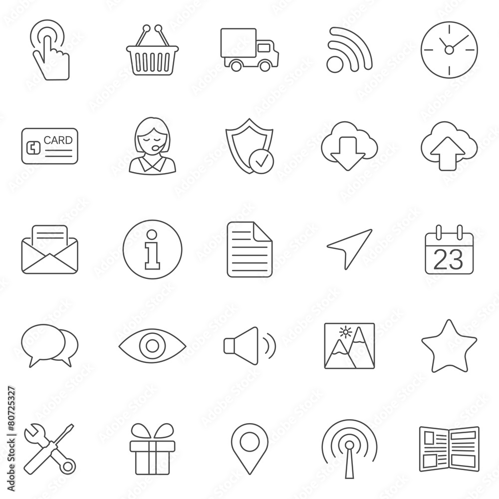 Fototapete web line icons set.vector
