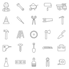 Worker tools line icons set.Vector