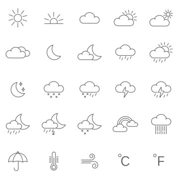 Weather  line icons set.Vector