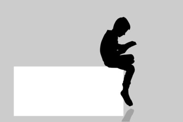 Vector silhouette of a boy.