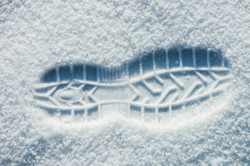 Single man’s footprint on the fresh fluffy snow